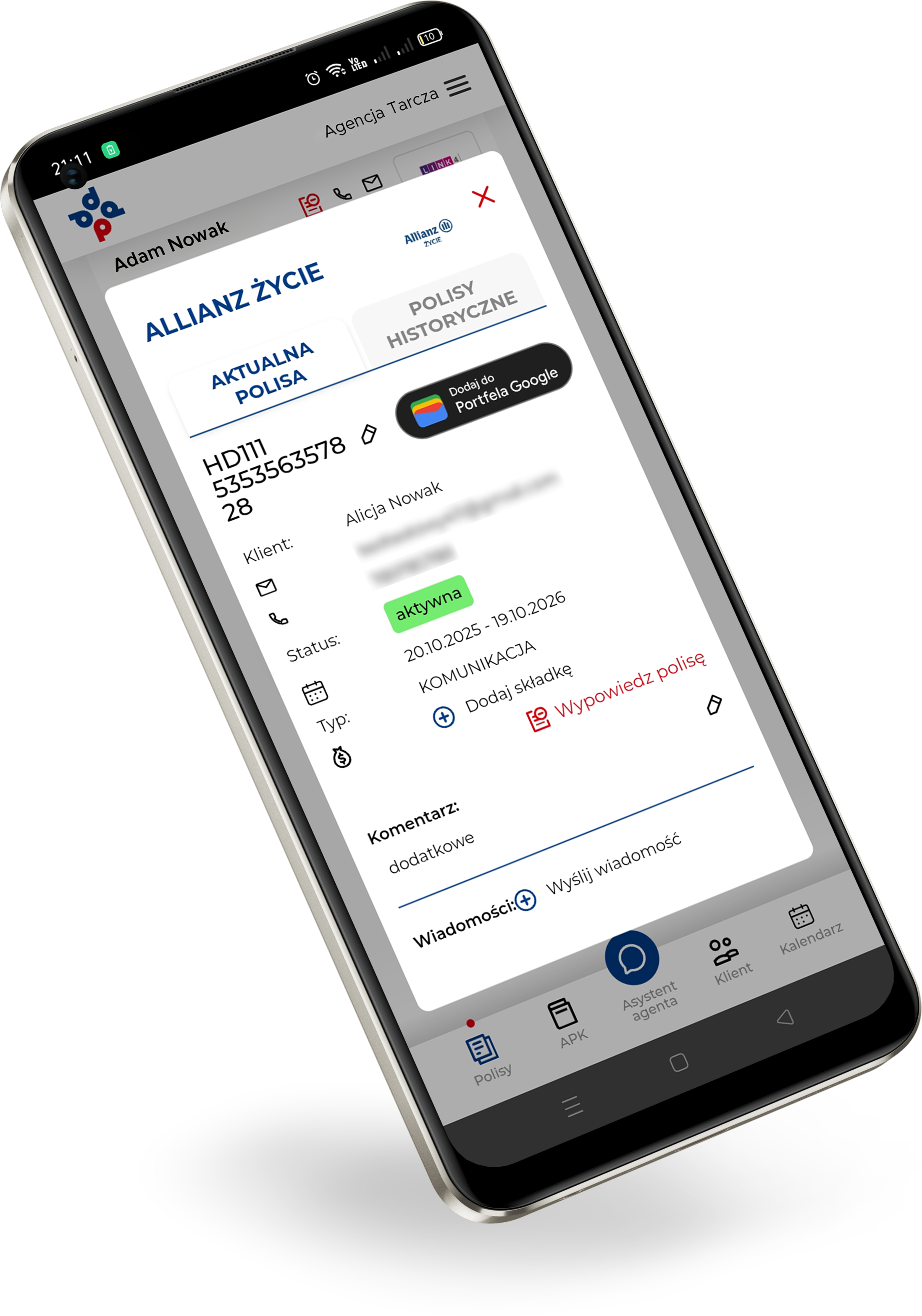 Płatność za polisę jednym kliknięciem – Portfel Google